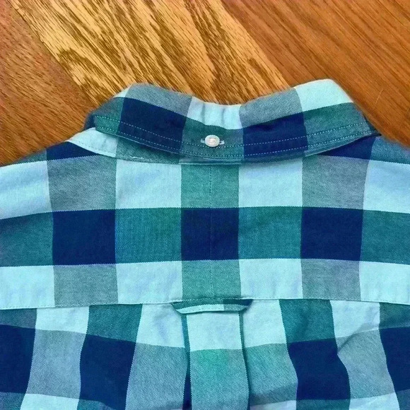 Lands' End Men's Size XL Button Down Blue Buffalo Check Oxford Shirt - Picture 5 of 5